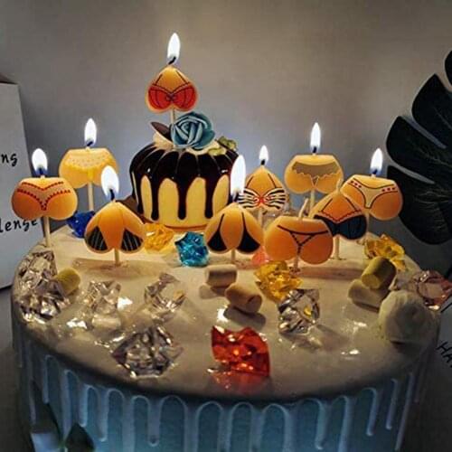 5pcs Funny Bikini Birthday Cake Topper Decor Smokeless Birthday Candles Cupcake Topper Decoration Celebration Party Candle Gifts