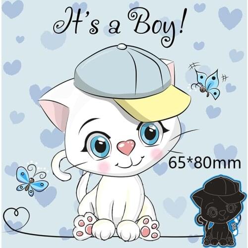 65*80mm Cat in hat branches Stencil DIY Scrapbooking Photo Album Embossing Decorative Paper Card Craft