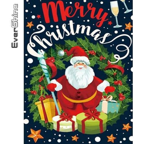 Evershine Diamond Embroidery Santa Claus Cross Stitch 5D DIY Diamond Painting Christmas Rhinestones Mosaic Holiday Gift