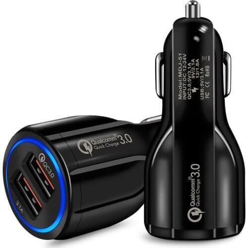 Dual USB Car Charger for iPhone XR XS Max Xiaomi Samsung Quick Charge 3.0 Fast Charging Car-Charger Phone Charger Adapter in car