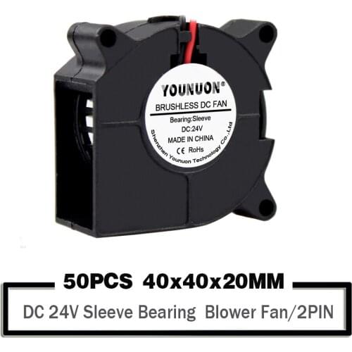 50Pcs/Lot 24V 40x40x20mm DC Blower Fan Sleeve Bearing 4cm 40mm 4020 Brushless Mini Blower Fan for 3D Printer Cooler