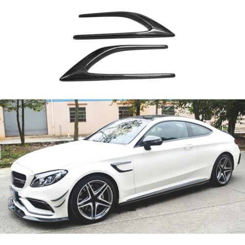C Class Carbon Fiber Side Bumper Trims Fender Vents for Mercedes Benz W205 C63 AMG C200 C260 C300 Sedan Coupe 2015-2017