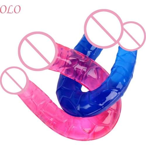 Double Dildos Long Penis Double Penetration Pene Sex Toys for Lesbian Jelly Female Masturbation Dual Penis Head Flexible