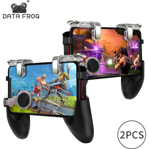 DATA FROG 2 Pack Mobile Controller Trigger Game Fire Button Phone Joystick For PUBG For IPhone 7 8 Plus X For Xiaomi Android