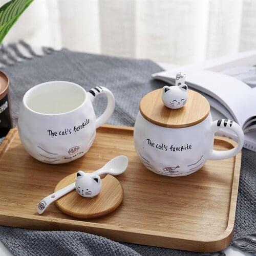 Ceramic Mug Creative Cartoon Milk Mug Coffee Mug Tea Mug Beer Milk Drinkware Green Tea Cup water bottle with Spoon & Lid