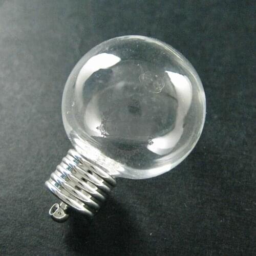 25mm round glass blub wish vial pendant globe charm with silver plated loop DIY glass dome jewelry supplies 1820235