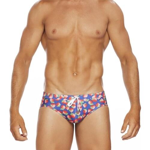 2021 New Hot Sexy Mens Swimsuit Push-Up Swimwear Male Sexy Swimming Strawberry trunks Shorts Men Surf Board Beach Surfing Swim