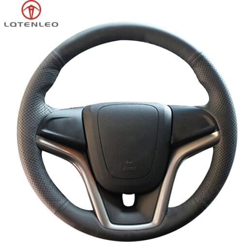 LQTENLEO Black Artificial Leather Car Steering Wheel Cover For Chevrolet Malibu 2011-2018 Volt Camaro 2011-2015 Aveo 2016-2018