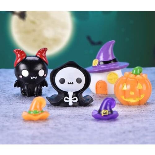 Mini Halloween Decoration Miniature Bat Pumpkin Ghost Spider Resin Scrapbooking Embellishments DIY Cabochon Flatback Decoration