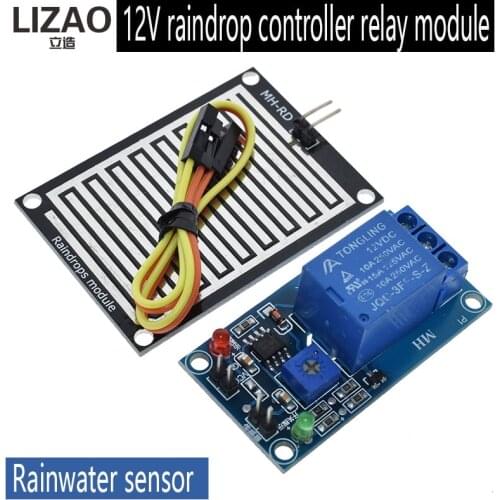Rain water sensor module + DC 5V 12V Relay Control Module Rain Sensor Water Raindrops Detection Module for Arduino robot kit
