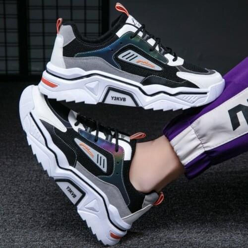 2021 summer new Korean mens shoes breathable mesh mens sports shoes fashion casual shoes running dad shoes