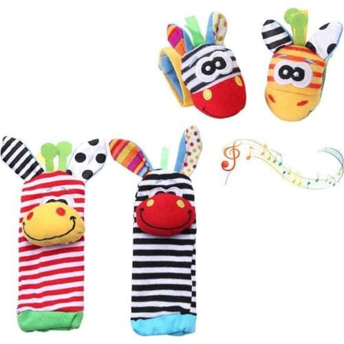 0~24 Months Baby Rattles Socks Soft Plush Toys Foot Wrist Rattle Set Cartoon Newborn Development Educational Toys For Children
