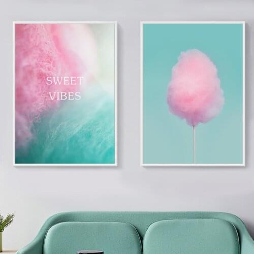 Abstract Sweet Pink Blue Marshmallow Paintings Wall Art Nordic Canvas Prints and Posters Living Room Bedroom Corridor Decoration