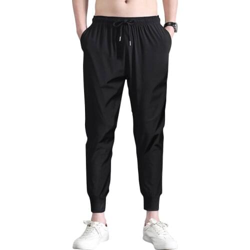 2021 New Mens Casual Spring Summer Fall Running Pants Student Boy Korean Fashion Sports Nine Pants Quick Dry Double Pockets
