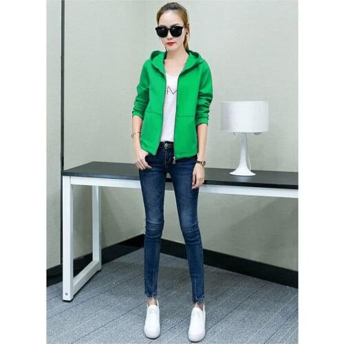 2019 spring new Korean short hooded cardigan sweater female loose shirt wild casual jacket tide A401