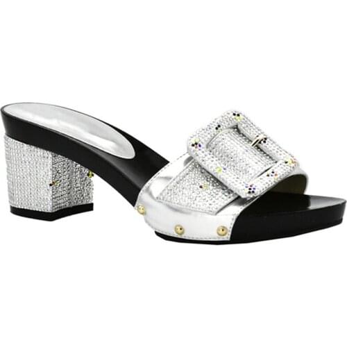 New Arrival Rhinestone Italian Women Wedding Shoes African Parties Shoes Summer Women Slipper Pumps Shoe Italian Elegant Shoes