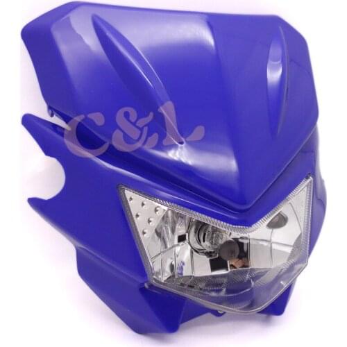 Motorcycle Blue H4 Plastic Front Headlight For Dual Sport Dirtbike Off Road Motocross Street Supermoto