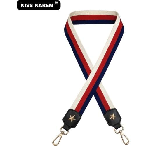 New 2020 Stylish Shoulder Straps with Star Rivets Popular Striped Bag Strap Cotton Handbag Straps Fashion Totes Hanger Bag Parts