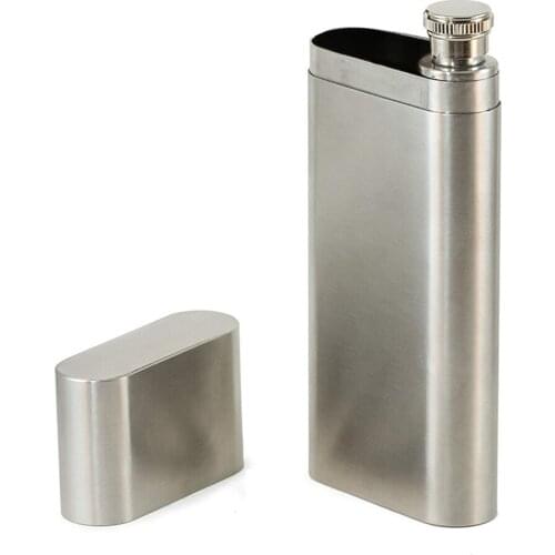Portable Cigar Storage Case with Flask Small Funnel Food Grade Stainless Steel Cigar Holder Flagon Stainless Steel Card Smoking