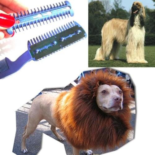 1PC Dog Trimmer Simple Hair Grooming Comb 2 Razor Cutting Remover Brush Pet Cat Accessories Random Color