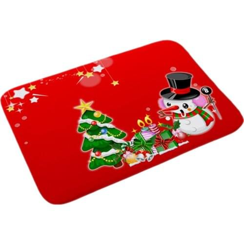 Christmas Floor Mat with Santa Claus Snowman Print New Year Anti-slip Door Carpet Rectangle Rug for Bedroom Bathroom 40cmx60cm