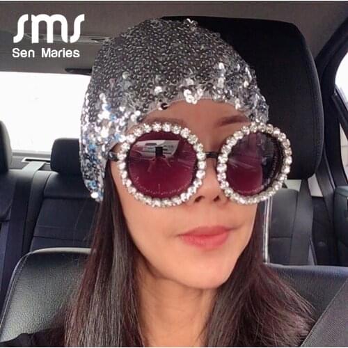 Luxury Oversize Round Sunglasses Women Handmake Rhinestones Sun Glasses Fashion Colorful Glasses Men Shades For Female Oculos