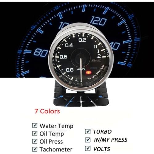 60MM 2.5 INCH Def* A1 Boost Water Temp Oil Temp Oil Pressure Volts Vacuum Gauge with 7 colors meter for BMW AUDI TOYOTA HONDA