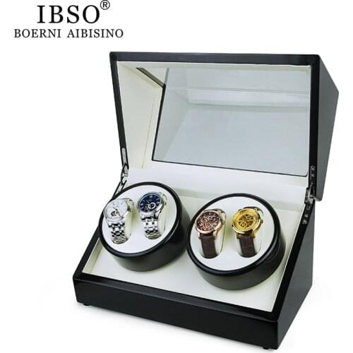 High Quality 4 Grids Sanders Watch winder Holder Display Automatic Mechanical Watch Box Black Jewelry Box Dropshipping