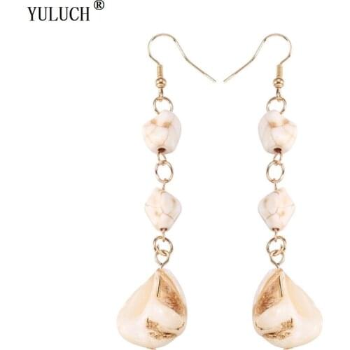 YULUCH 2018 New Design Earrings Semi-precious Stone Plating Gold Hook Earrings For Trendy Fashion Jewelry For Woman Girls Gifts
