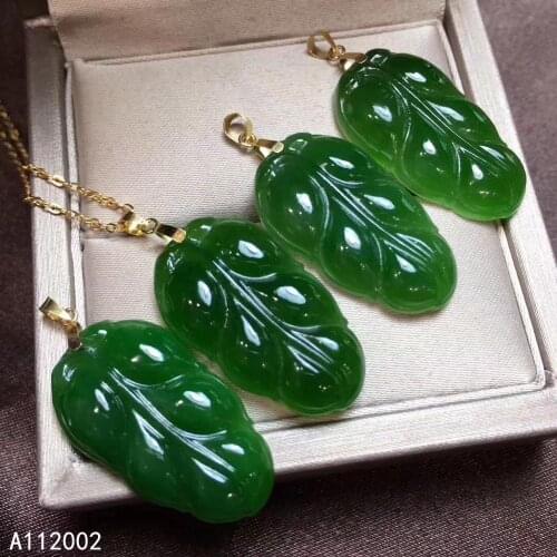 KJJEAXCMY fine jewelry natural Jasper 18K Gold women pendant necklace support test beautiful