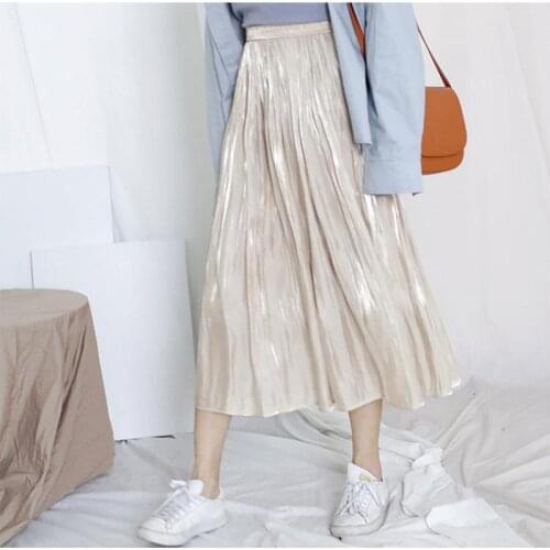 2020 Summer Ins Super Fire Skirt High Waist Skirt Large Swing Umbrella Skirt Drape Long Knee Skirt Free Shipping