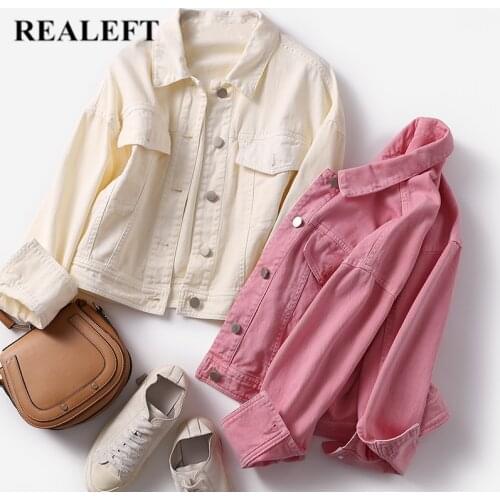 REALEFT 2021 New Street Women Jeans Jacket Spring Autumn Oversized Korean Style Single Breasted Chic Denim Coats Jackets Outwear