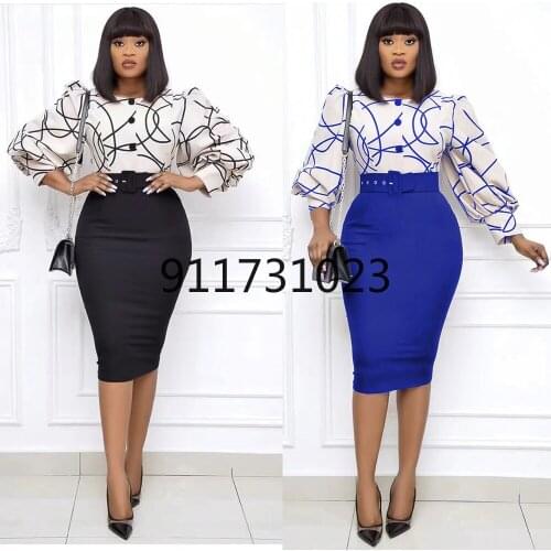 Womens Clothes New Arrival 2021 African Ankara Print Dresses For Women Fashion Ladies Office Outfit Long Sleeve Attire Robes