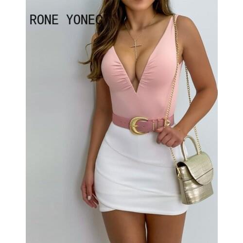 Women Elegant Dress Plunge Colorblock Bodycon Dress Mini Dress Summer Vacation Dress