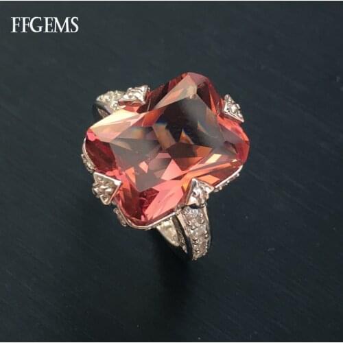 FFGems Big Stone Zultanite Gemstone Rings for Women Solid 925 Sterling Silver Created Diaspore Color Change Wedding Fine Jewelry