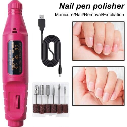 1Set Machine Electric Manicure Milling Cutter Manicure Pen Polisher Portable Refined ABS Nail Care Files Gel Polish Remover Tool