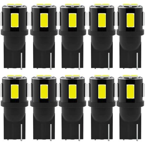 10X T10 Led Canbus W5W Led Bulb Car Interior Light 10led 5630 6smd 194 168 Reading Dome Light Instrument Plate Lamp 6000K White