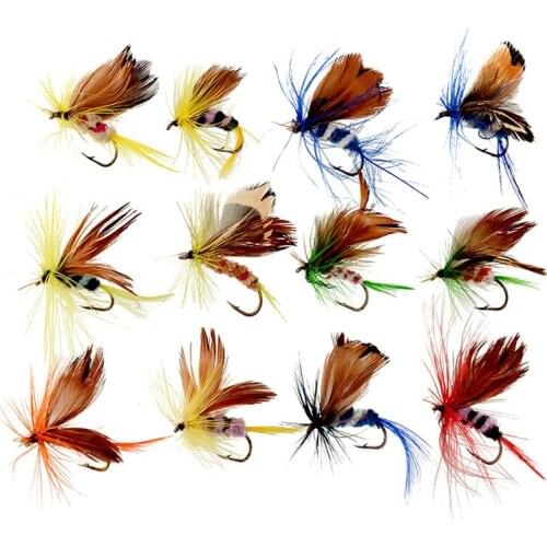 12Pcs/Set Insects Flies Fly Fishing Tackle Lures Practical Sharpened Vivid Mosca Crank Fish Bait With Hooks