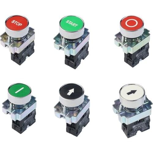 22mm start stop button with the arrow symbol XB2 flat touch switch button, Self reset button switch dot switch