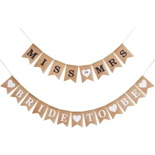 30sets 2pcs/set Burlap Banner MISS TO MRS Bride to Be Banner Bridal Shower Banner Rustic Bunting Garland for Party Decorations