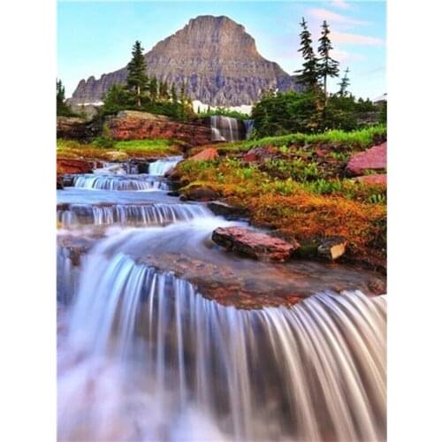 5D DIY Diamond Painting Waterfall Scenic Full Square Rhinestone Diamond Embroidery Landscape Cross Stitch Mosaic Home Decoration