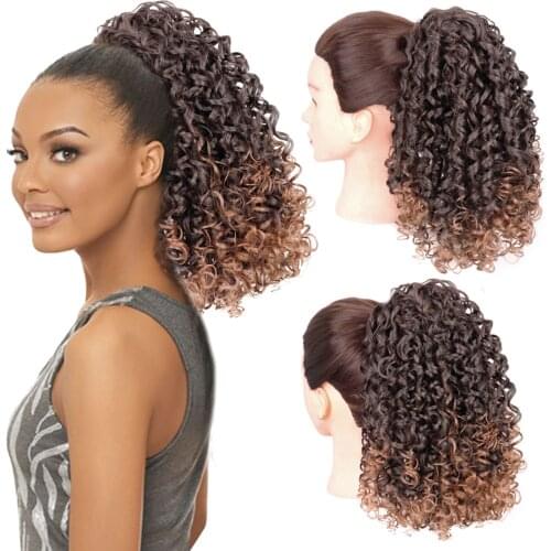 AZQUEEN 12Inch 140g Synthetic Kinky Curly Ponytail Hair Clip-in Extensions Drawstring Pony With Elastic Band