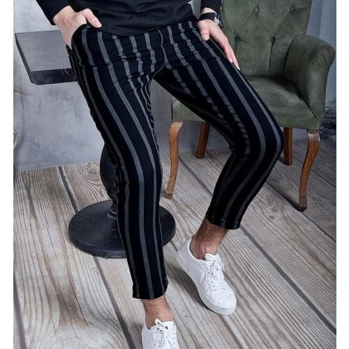 Mens Fashion Pants Striped Clothing Streetwear Male Joggers Hip Hop Trousers Social Summer Beach Black Elastic Classic Man 2020