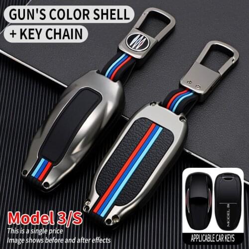 Zinc Alloy Car Key Case Cover Key Shell Storage Bag Protector for Tesla Model S Model 3 Car Auto Accessories