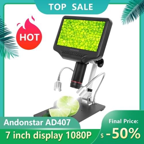 Andonstar AD407 High-Definition Digital Biological Microscope Camera 270X 1080P for Soldering with 7 Inch 3D Screen and Bracket