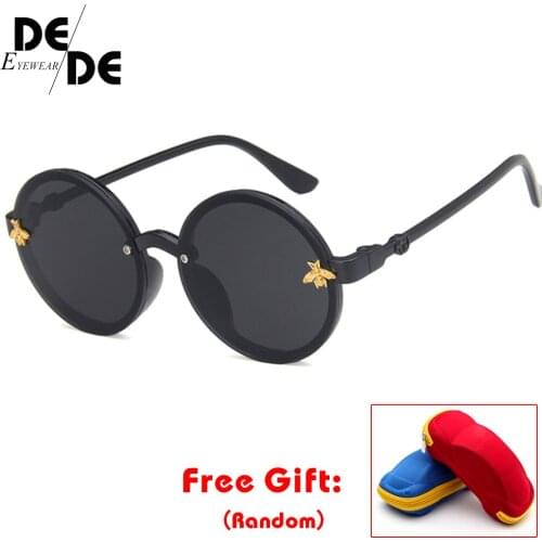 2019 Children Glasses Rimless Kids Glasses Colorful Baby Sunglasses Boys Eyewear Big Round Frame Bee Girls Oculos UV400 with box