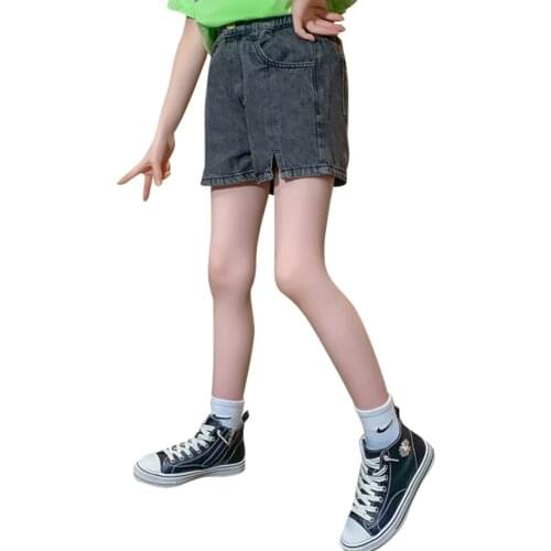 Jeans For Girl Solid Color Childrens Short Jeans For Girl Summer Jeans Kids Casual Style Childrens Clothing 6 8 10 12 14