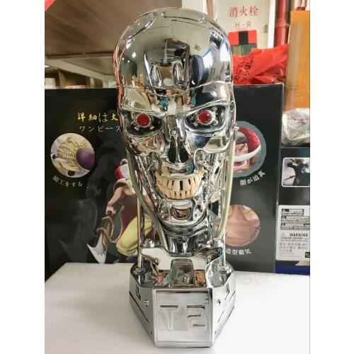 NEW 1:1 T800 T2 Skull Terminator Endoskeleton Lift-Size Bust action Figure Resin Replica Model Toy Collection gift LED EYE