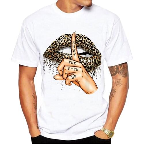 Summer Fashion Shirt Lips Leopard Graphic Unisex T Shirt men Tops O-neck Tees Kiss Leopard Lip Funny boys Tshirt