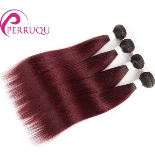 Perruqu Ombre 1/99J Burgundy Straight Human Hair Bundles Brazilian Remy Hair 1/99J Color 3 Bundles Extensions Weave